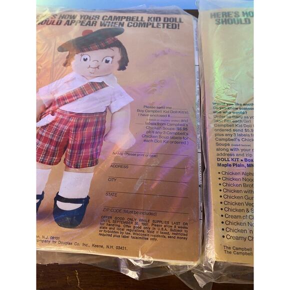 Vintage 1982 Campbell Soup Kid Cloth Dolls Complete Craft Kit Lot of 2 - Picture 6 of 8